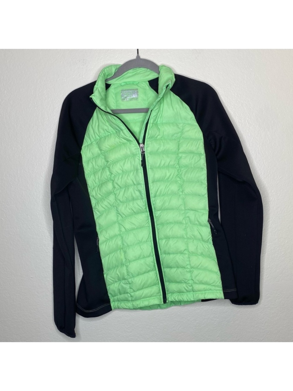 Weatherproof Women's Quilted Front Jacket in Lime and Black Puffer